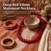 Colorful Beaded Necklace Ethnic Style Retro Design Adjustable Length for Party Stage Performance