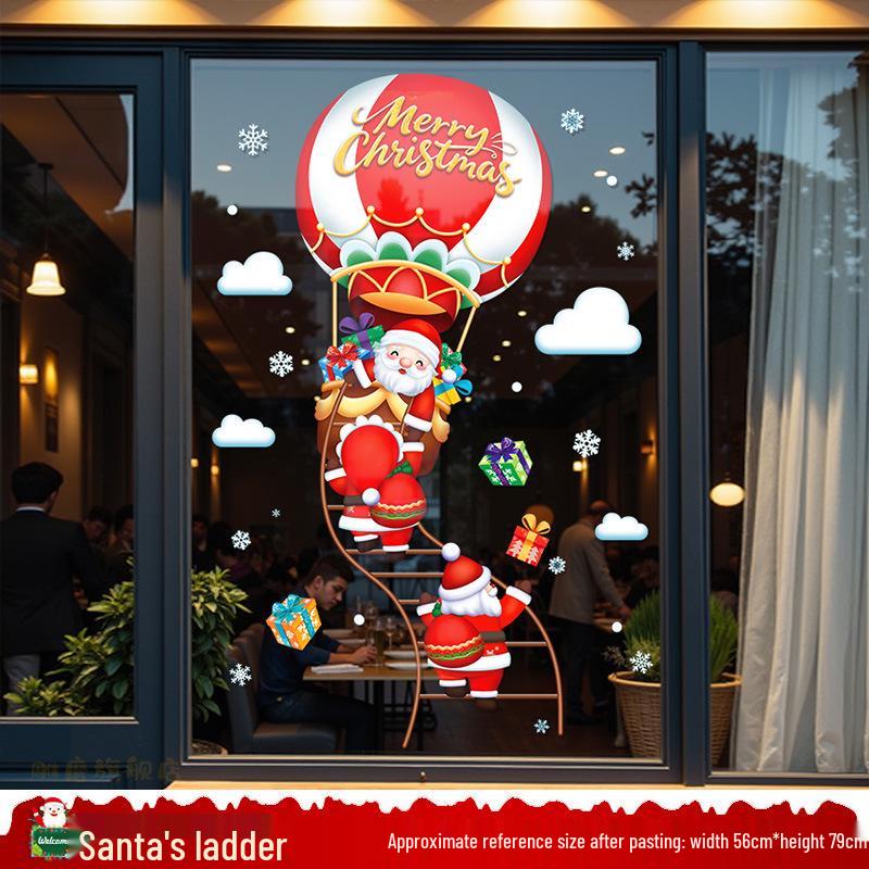 Santa Claus Christmas Window Clings - Tree, Door Stickers & Ornament Decor