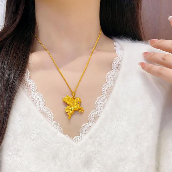 Nazar Pegasus Złoty Wisiorek Skrzydlaty Koń Symbol Mitologiczny Siły Wolności Latający Koń Biżuteria Prezent dla Kobiet Mężczyzn