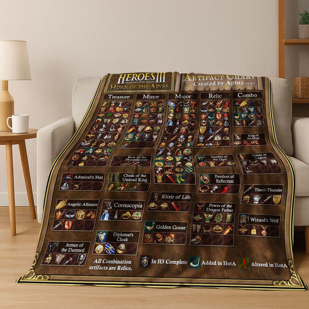 Retro Heroes of Might and Magic Map Games Art Flannel Blanket,Cozy Soft Throw Blanket for Home Bedroom Bed Sofa Cover Gift kids