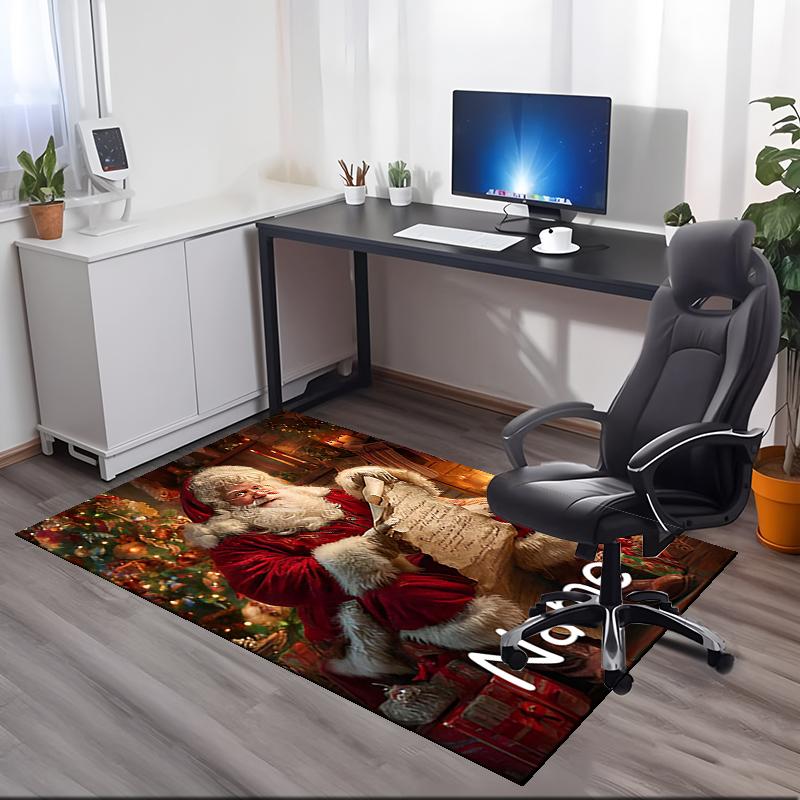 Custom Name Christmas Santa Claus Printed Carpet, for Office Chair Living Room Bedroom Kitchen Room Decor Gifts.
