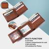 Rfid Bussiness Leather Bifold Wallet for Men Multi Function Tri Fold Card Holder Small Male Money Clip