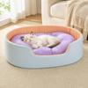 Pet Bed with Removable Pad Soft Semi-Enclosed Nest Calming for Dogs