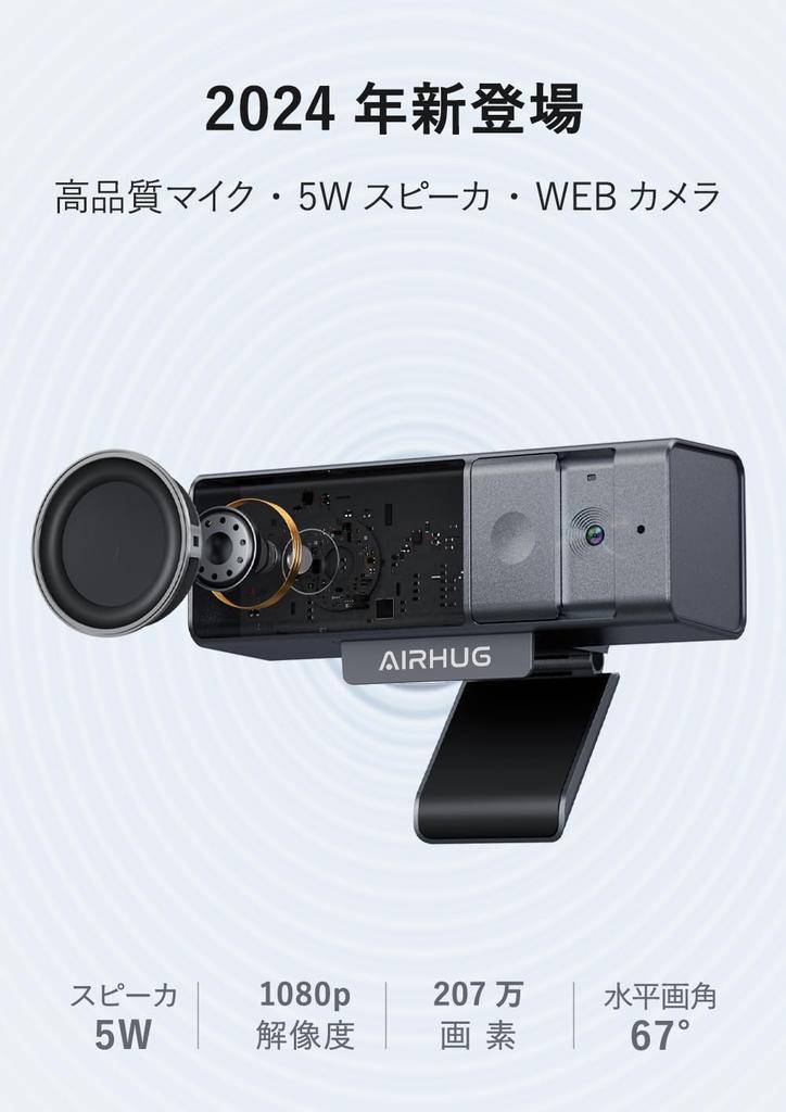 AIRHUG Webcam with 1080P Megapixel Privacy USB Plug and Easy Installation Compatible for Remote Classes 3-in-1 Built-in Microphone, 2.07 Resolution,