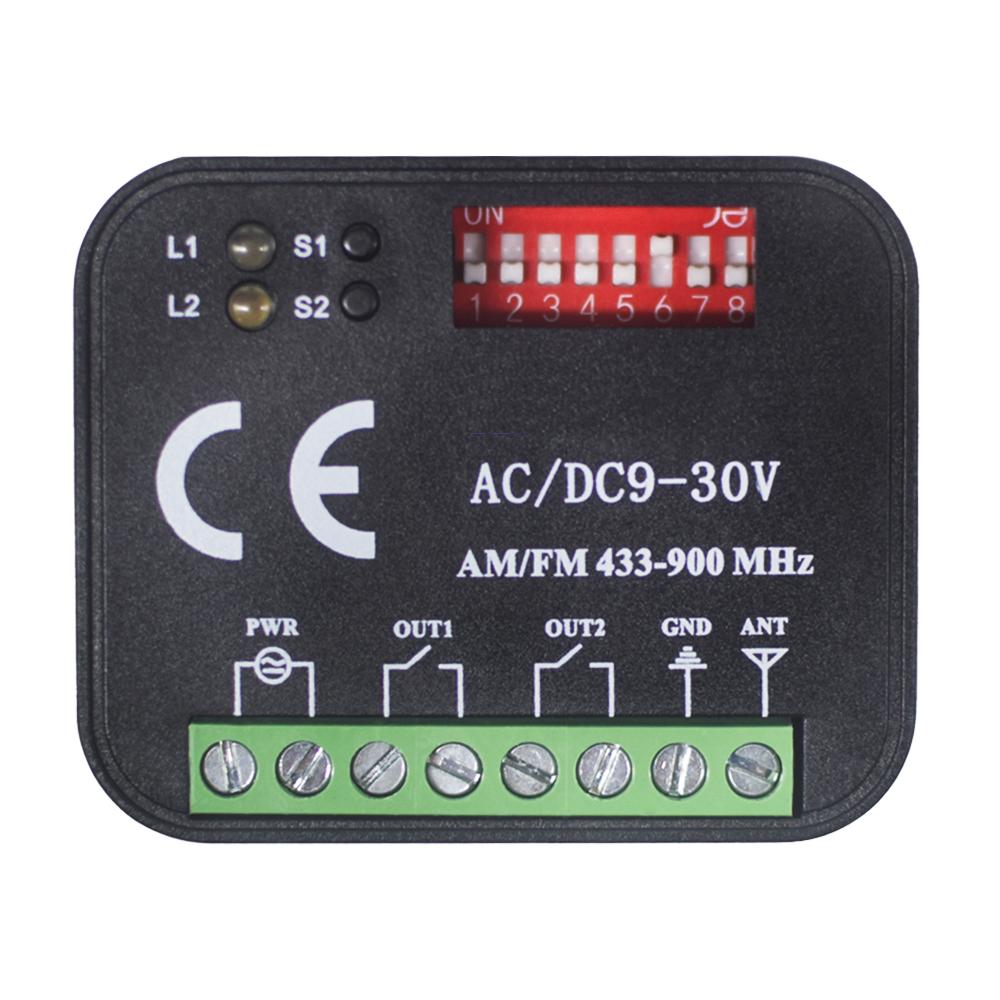 Garage Door Receiver Switch Controller AC/DC 9V-30V 220V 2 Channels 300MHz To 868MHz 433.92MHz