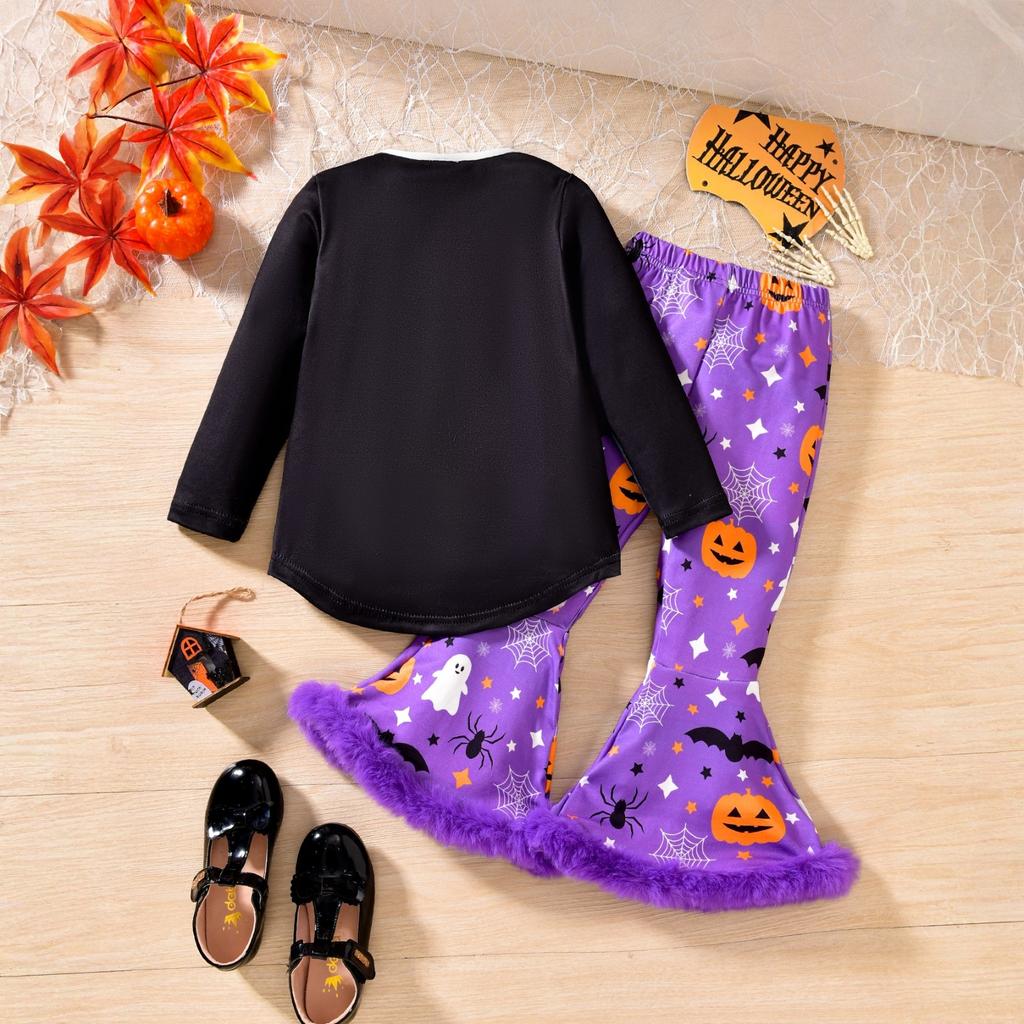 Kids Halloween Long Sleeve Cartoon Cute Outfit Set