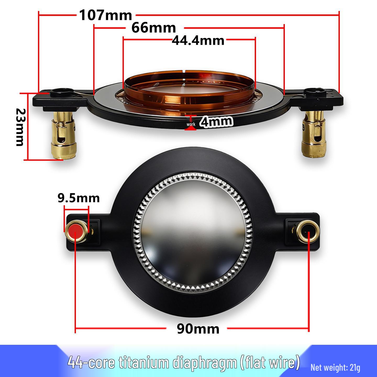 44.4mm Titanium Flat Wire Diaphragm Speaker Horn Tweeter Voice Coil Accessory