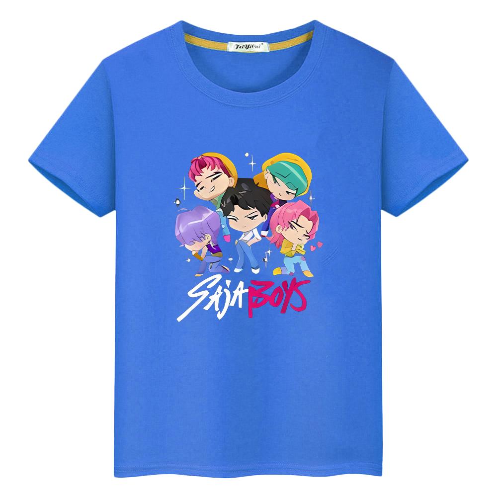 Kpop Dämonenjäger Print 100% Baumwolle Anime Kurzarm T-Shirt für Kinder Jungen 10 Jahre Niedliche Oberteile Saja Jungen Kawaii T-Shirts y2k Mädchen Kleidung