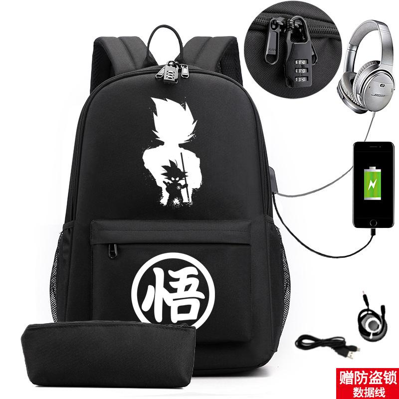 Animation Peripheral Cool Trend Schoolbag Multi-Function Usb Large Capacity Backpack Student Pencil Case Set
