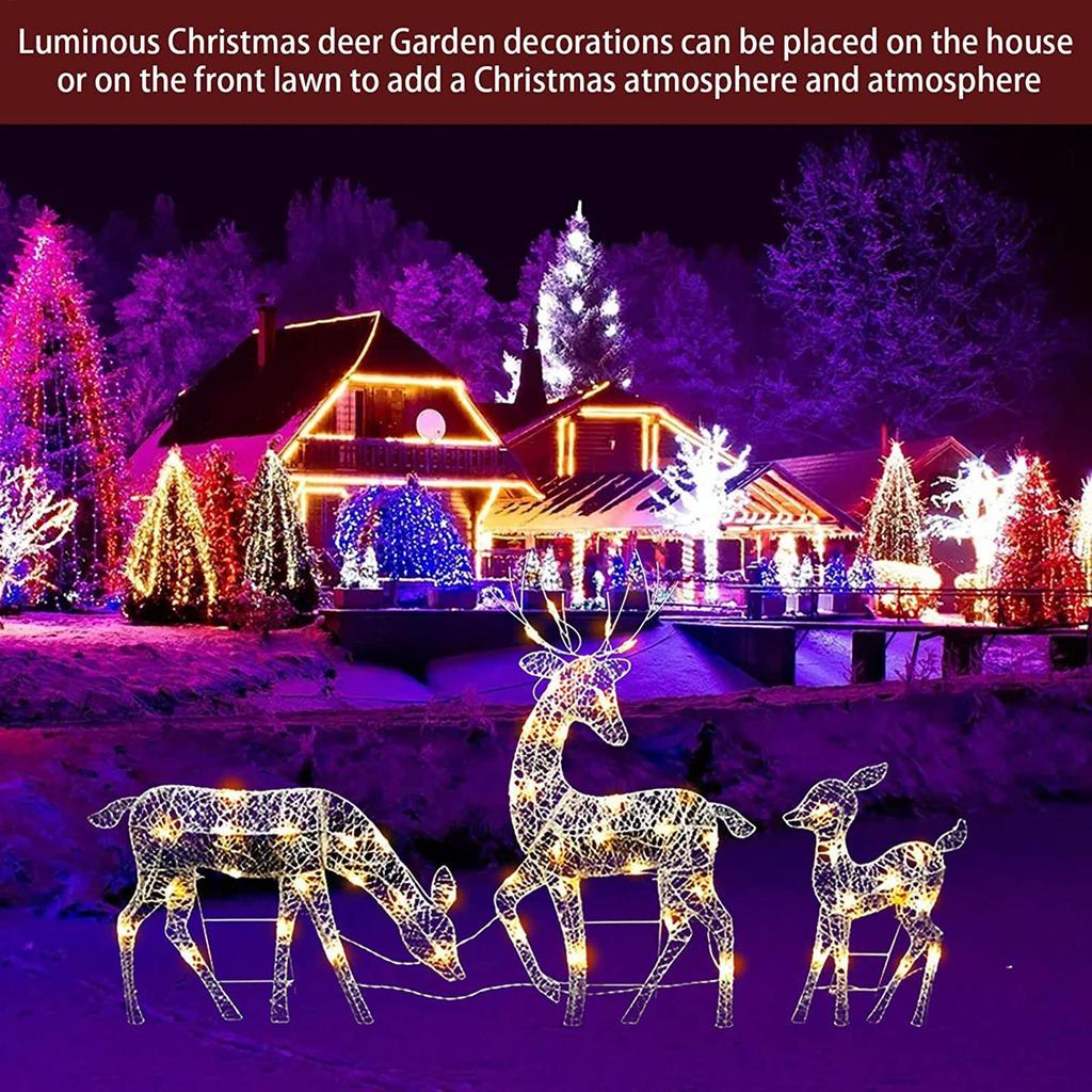 new Lighted Christmas Reindeer Water Resistant Light Up Decoration for Garden Outdoor Standing Elk Ornament Glowing Party Favors