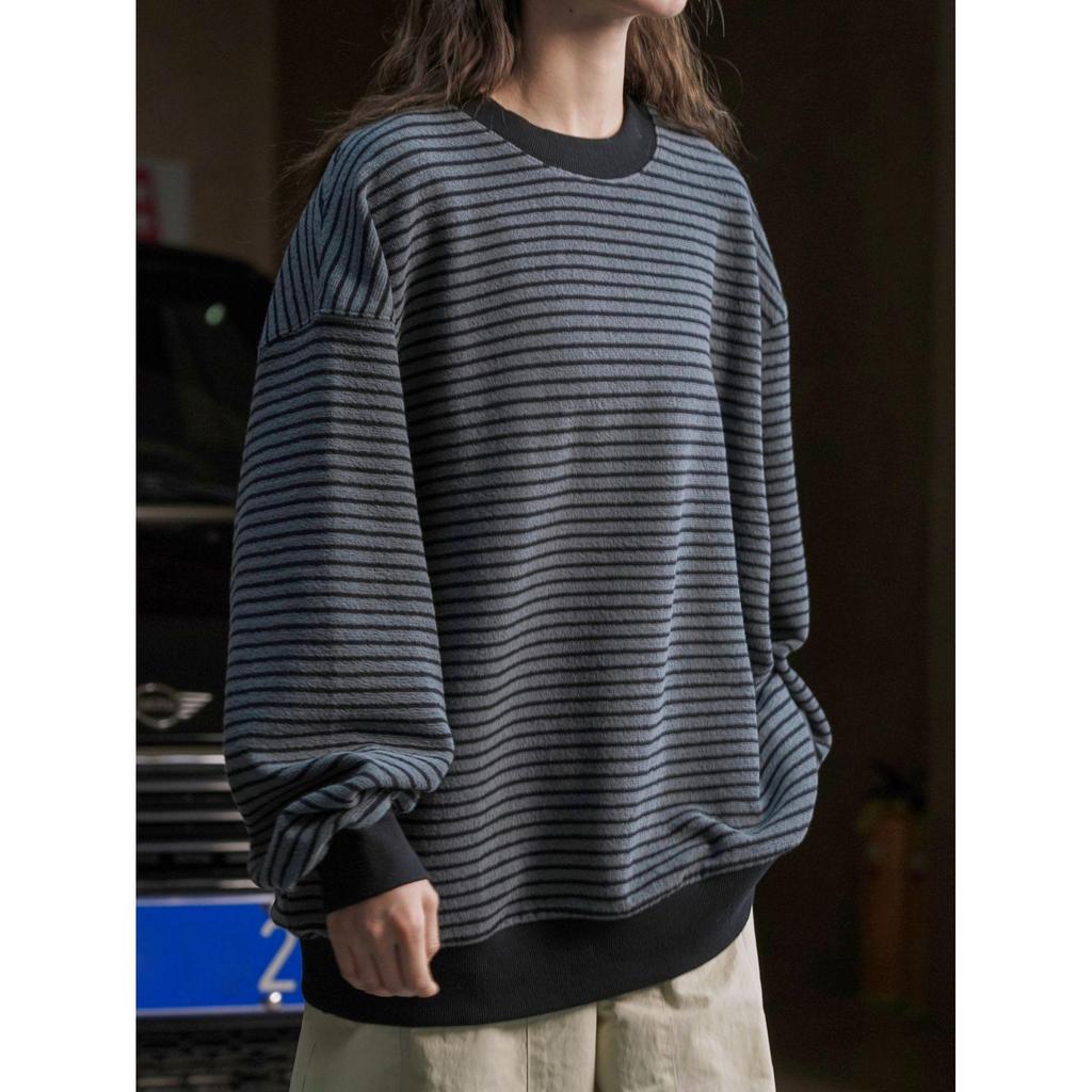 Sweter w paski w stylu japońskim retro na wczesną wiosnę - Wygodny, luźny, casualowy top dla kobiet