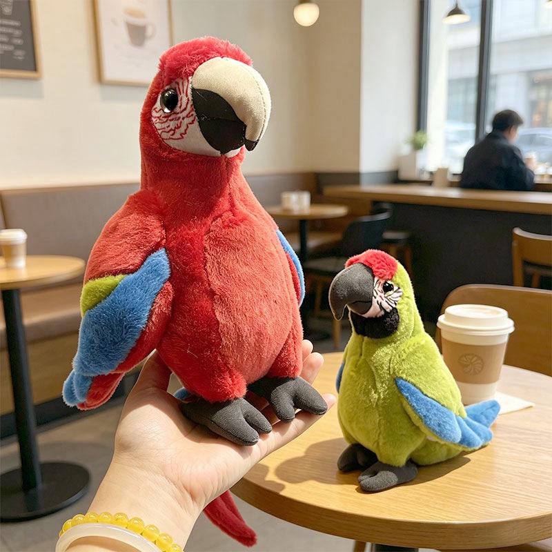 Pink Macaw Parrot Plush Toy - Realistic Small Bird Doll for Children