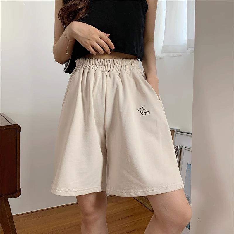 2023 Summer Korean-Style Wide-Leg Student Pants - Casual, Slim, Elastic Waist Shorts