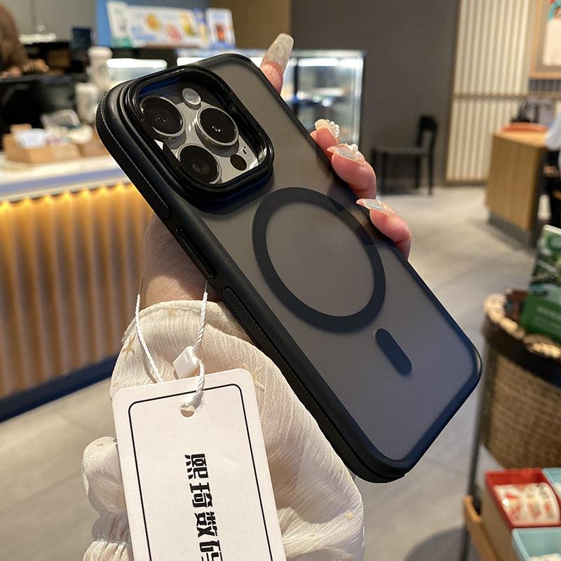 Applicable To IPhone16ProMax Lens Holder Mobile Phone Case Apple 15ProMax Dual Color Magnetic 14 Protection Case