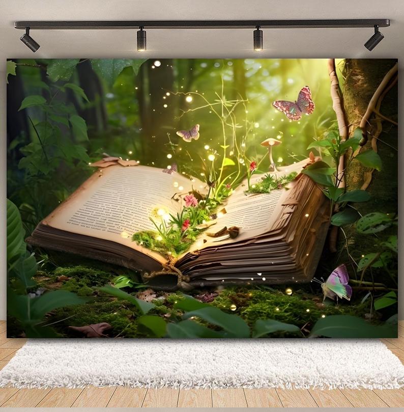 Dreamy Forest Photography Backdrop Enchanted Jungle Fairy Tale Book Mushroom Princess Birthday Party Photocall Background Decor