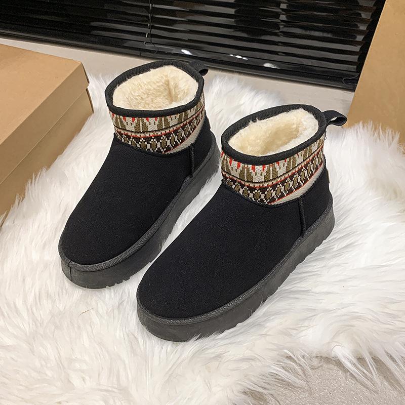 

Мода 2024 Новые Классические Утепленные Пушистые Женские Снежные Ботинки Модные Этнические Теплые Ботильоны Женские Зимние Дамские Массивные Ботильоны 41 чёрный