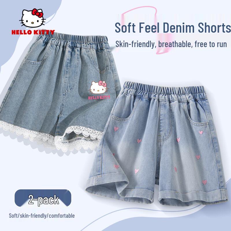 Hello Kitty Girls  Cartoon Denim Shorts 150