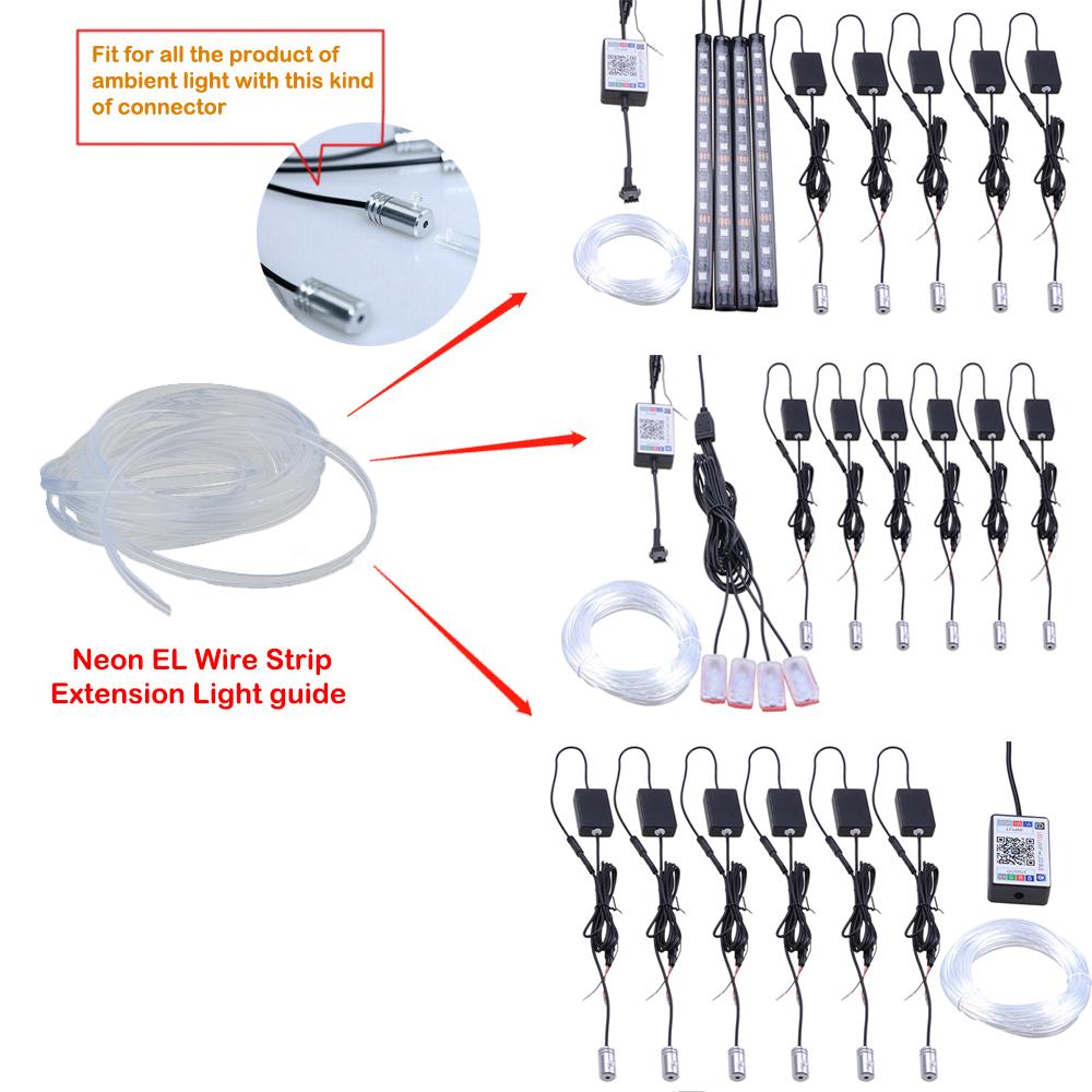 3mm dekorace interiéru auta Optické vlákno Neon Wire Strip Příslušenství prodlužovací světlovod pro okolní osvětlení