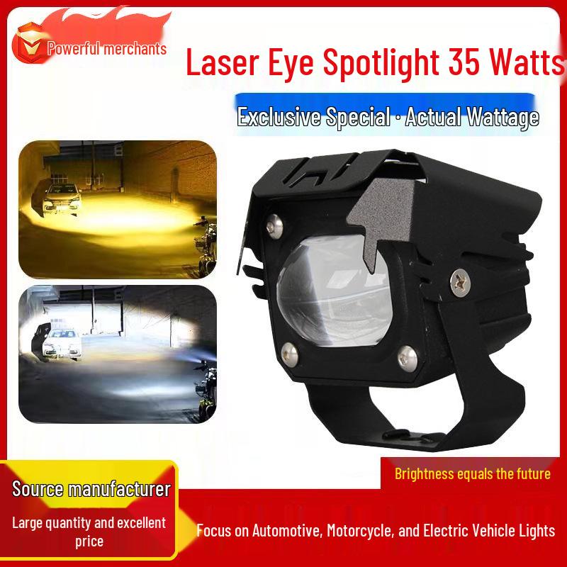 Waterproof Motorcycle LED Spotlight: Super Bright Single Eye Headlight with High/Low Beam in Yellow and White