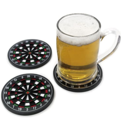 Avrpqiwy Unique Dartboard Drink Coasters, Set of 4, for Weddings and Parties, Funny and Cool Non-Slip Beer Mats