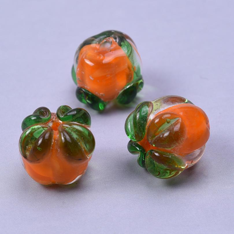 6pcs Mix Colorful Handmade Glass Persimmon Spacer Beads For Jewelry Making Bracelets Fruit Charm Loose Bead DIY Earring Keychain