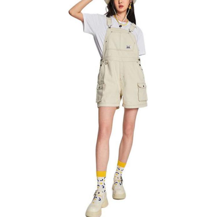 Lee Solid Color Multi-Pocket Loose Overalls Women Overalls Light-Beige LWB005165200227A03701