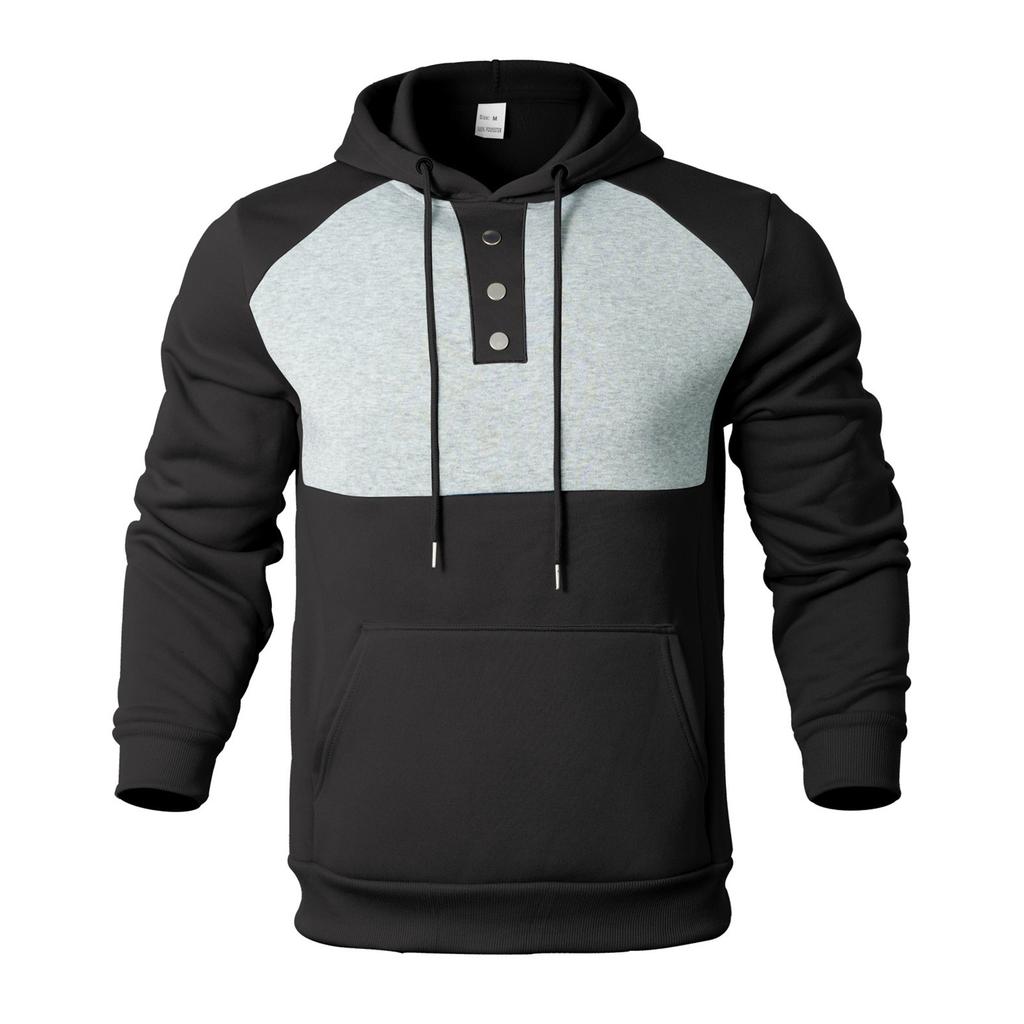Men's Hooded Sweatshirt, Contrasting Color Sweatshirt, Sports   Casual Jacket