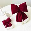 Large Red Velvet 3D Christmas Bow Pendant Ornament