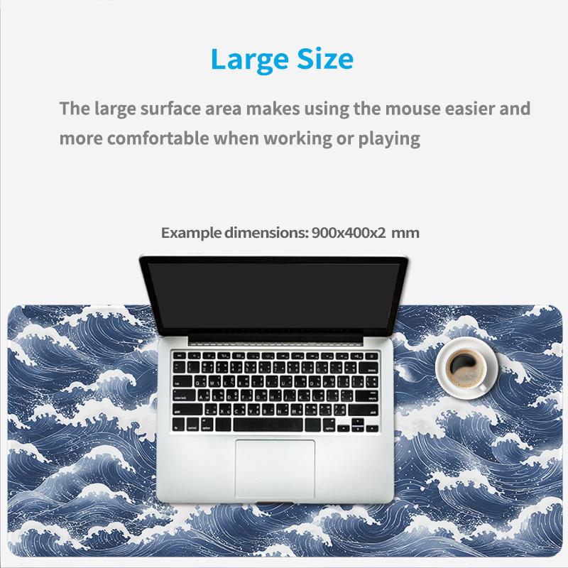 Mouse Pad Blue White Ocean Waves Gamer printon demand Custom Home New Computer Mousepad XXL Carpet Non-Slip Office PC Mice Pad