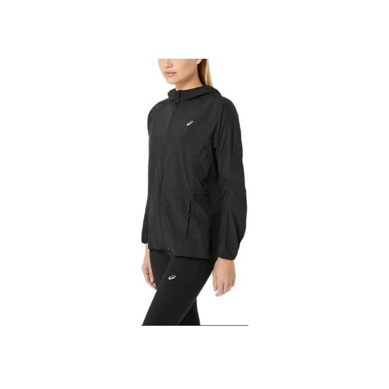 Asics Straßenlauf Bequeme Faltbare Kapuzen-Reißverschluss Langarmjacke Damenjacke Performance-Schwarz 2012D076-001
