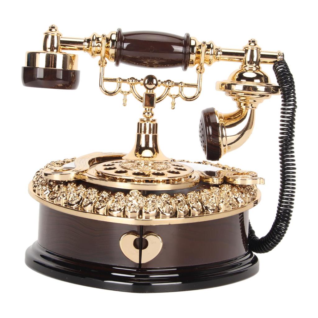 Vintage Music Box Light Luxury Innovative Elegant Heart Shaped Mechanical Old Telephone Music Box