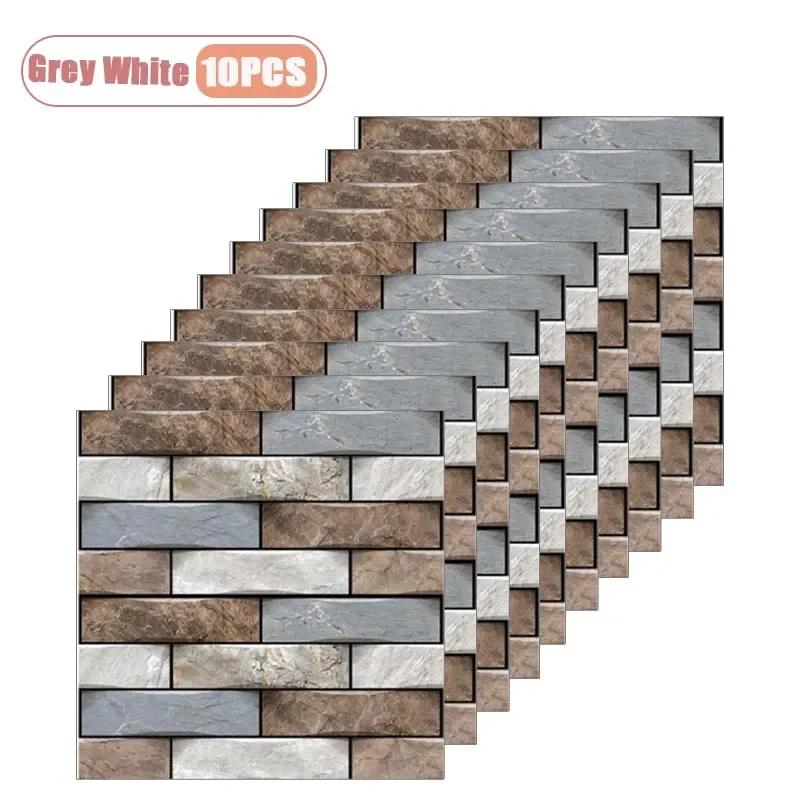 10PCS 3D Self Adhesive Wall Sticker PVC Waterproof Thick Wallpaper for Home Decoration Background Wall Renovation Peel and Stick