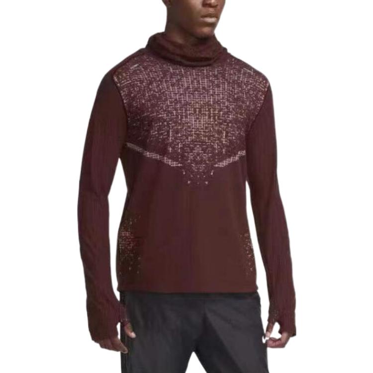 Nike Solid Color Pullover with Thumb Holes and Stand Collar Sport Long Sleeve Sweatshirt Men Tops Red CU7892-624