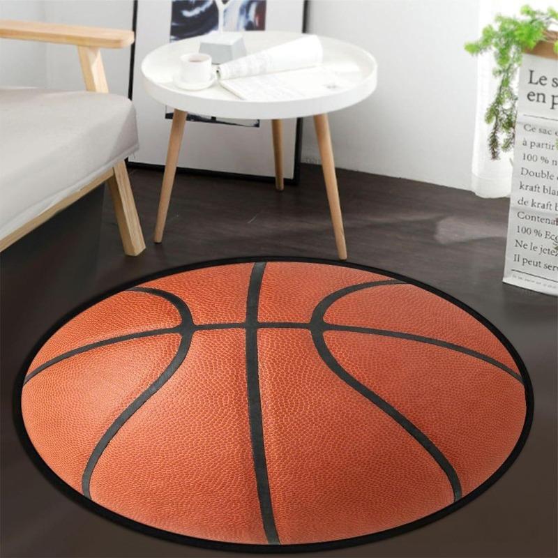 Sports Ball Realistic Basketball Baseball Soccer Round Mat Non-slip Carpet Rug for Living Game Room Home Decoration Bedroom Rugs