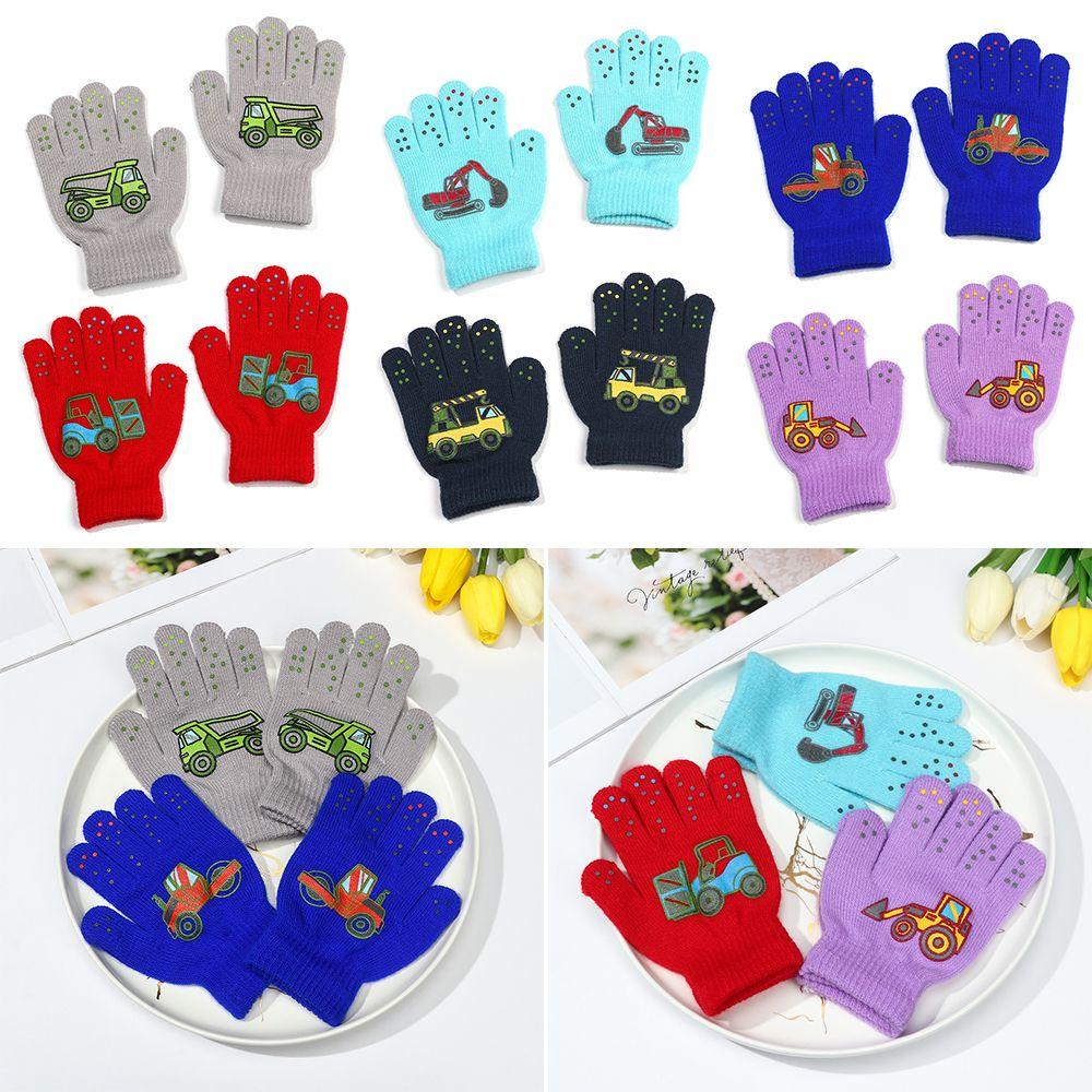Winter Outdoor Sports Non-slip Cute Cartoon Thick Warm Knitted Mittens Kids Gloves