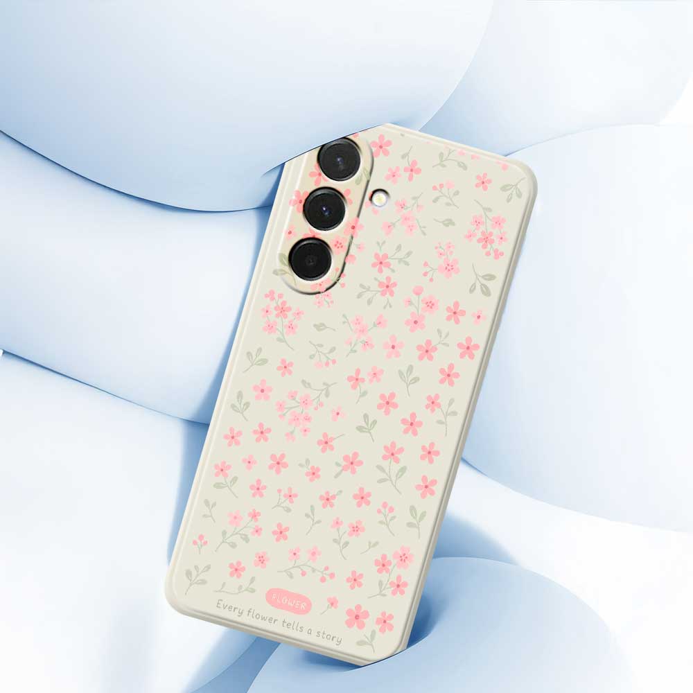 For Samsung Galaxy A36 5G Case Pink Small Flowers Pattern Printing Straight Edge TPU Phone Back Cover