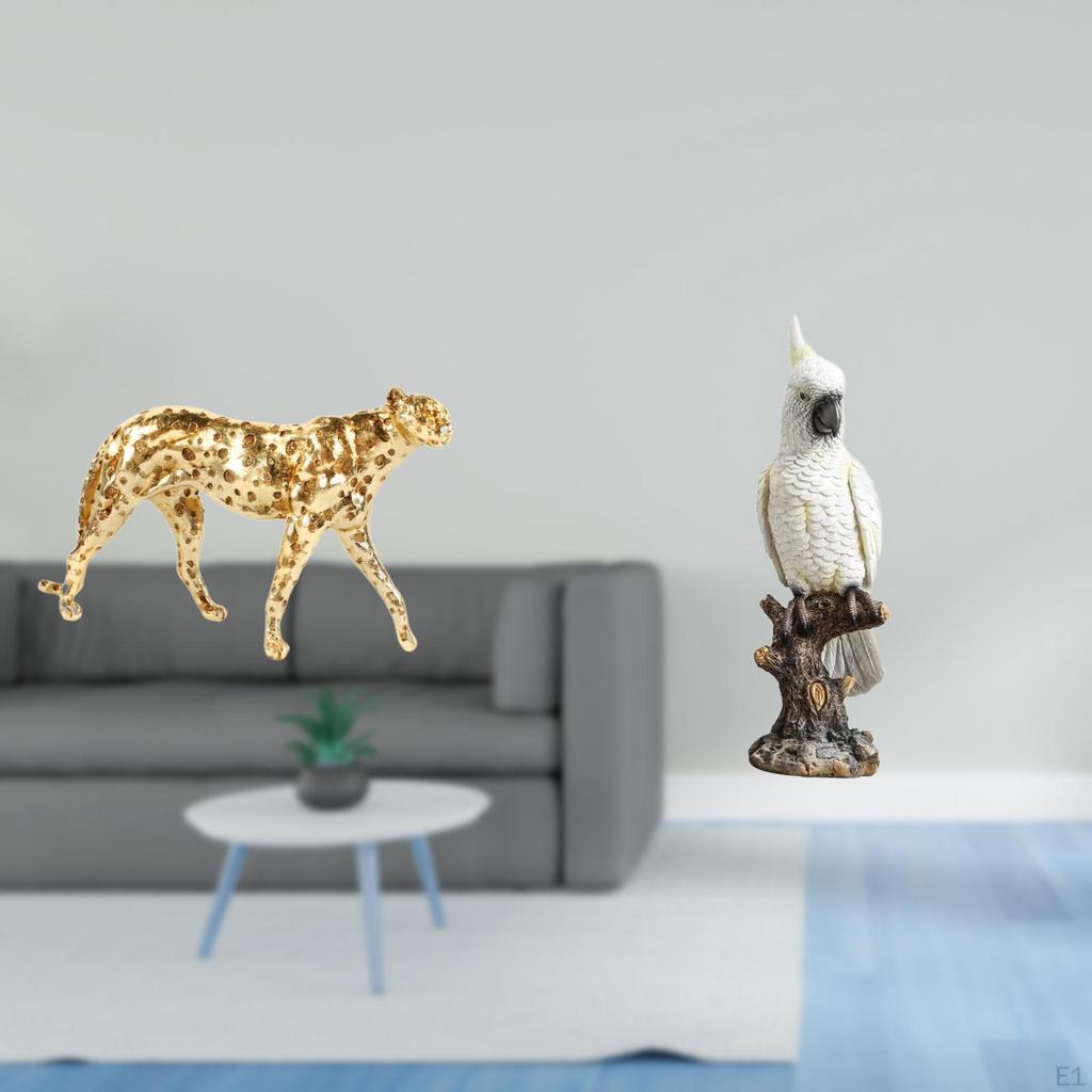 Golden Parrot Cheetah Resin Animal Sculpture Decorative Table Centerpiece Unique Figurine Ornament