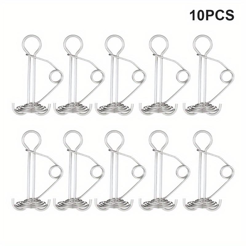 Pack of 10 Spring Deck Pegs Rope Buckles Portable Stainless Steel Windproof Retractable Awning Tent Stake Hooks Camping Tool