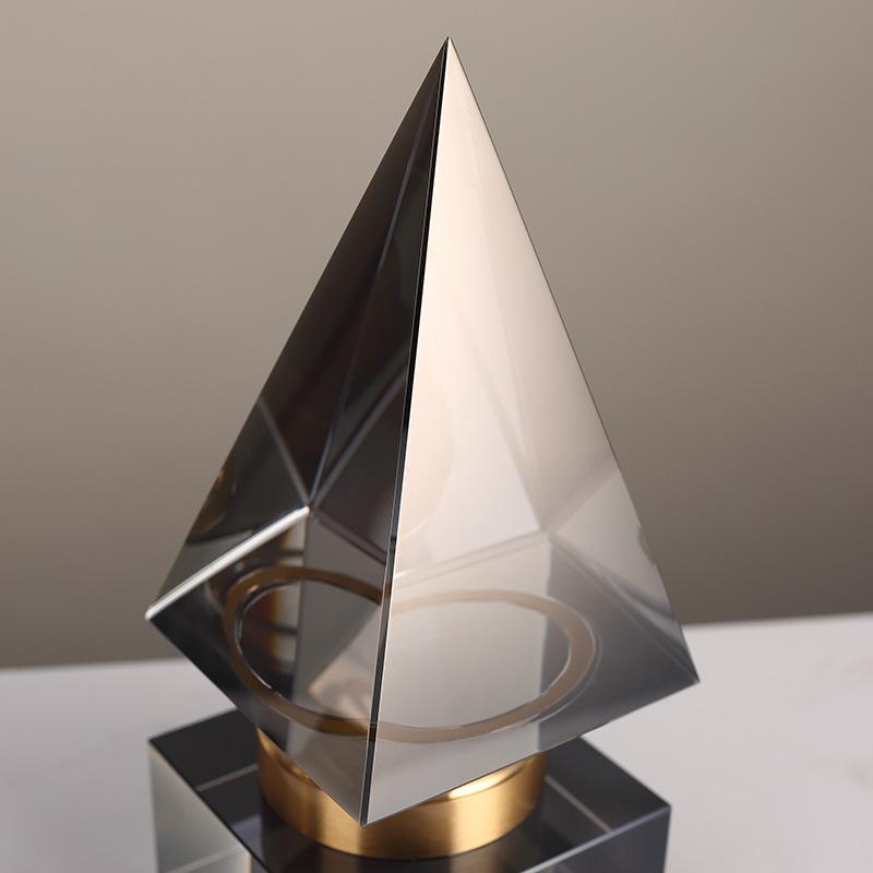 Sleek Conical Geometric Art Crystal Ornament Top Decorations Premium Model Living Room Home Handicraft Decorations