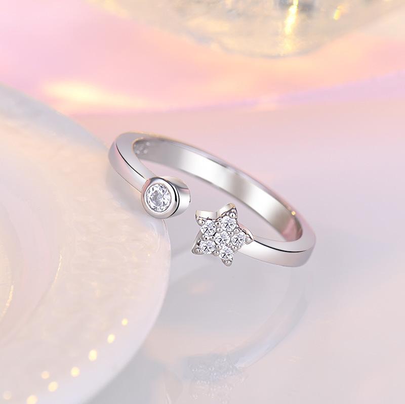 New 925 Sterling Silver Ring AAA Zircon Adjustable Size Engagement Rings for Women Wedding Ring Party Fashion Nice Jewelry Gift