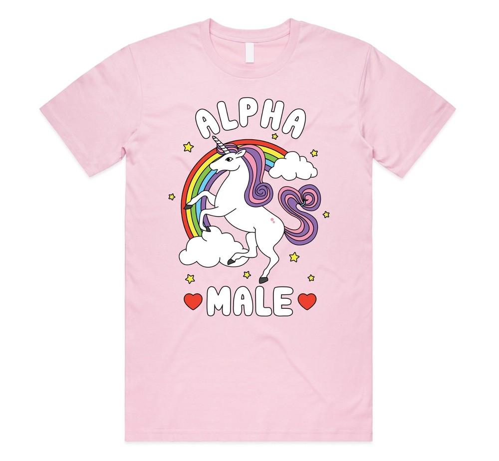 Alpha Male T-shirt Top Funny Meme Unicorn Gift Unisex Joke Prank Fathers Day