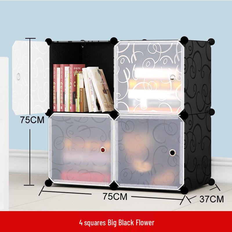 Modular Plastic Bookcase with Doors - Modern Simple Design