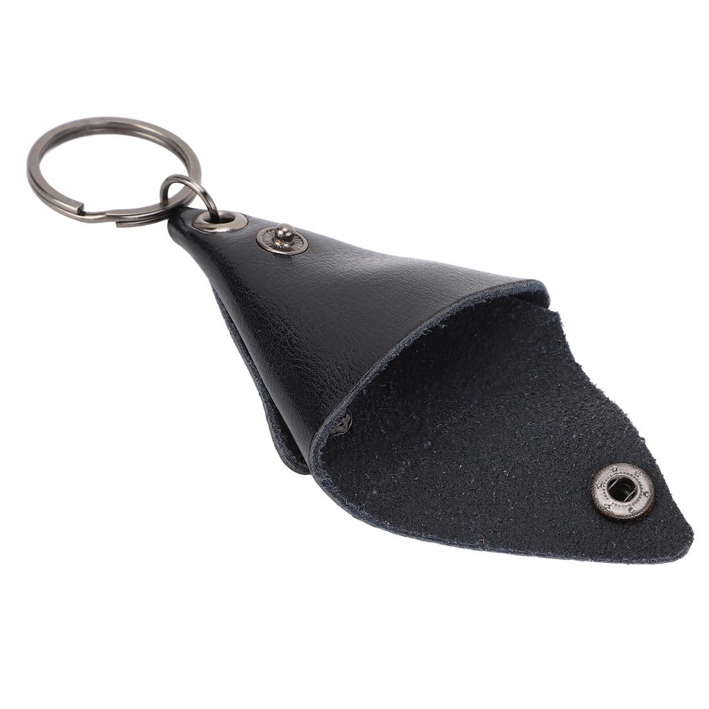Guitar Pick Bag Faux Leather Waterproof Easy To Clean Portable Keychain Design Guitar Pick Holder Case Black