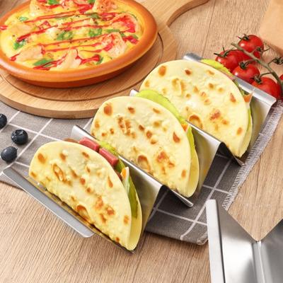Stainless Steel Taco Tortilla Holder Stand 2/3/4-Slot Burrito Rack for Kitchen Heavy-Duty Pancake Display Stand Space-Saving Taco Serving Rack