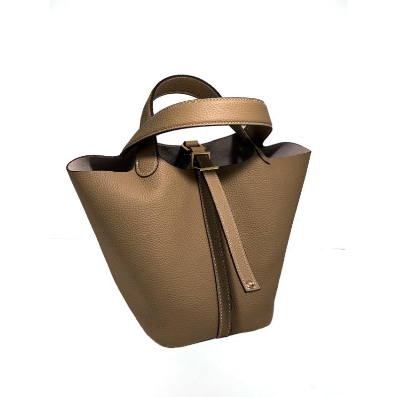 Vegetable Basket Handbag All Handmade Leather First Layer Cowhide Premium Versatile Bucket Bag Women's Bag