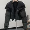 Women's Beige Patchwork Faux Rabbit Fur Parka Coat Warm Fashion Overcoat Harajuku Vintage Padded Coats Winter