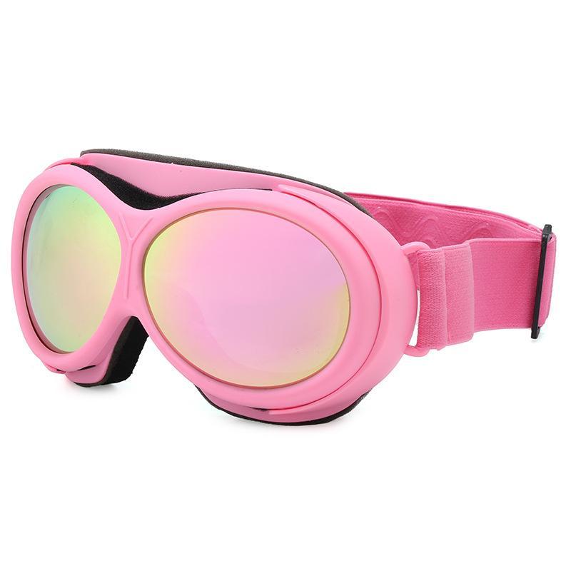 Ski Goggles Adult Double Layer Anti-Fog Colorful Round Frame Adjustable Strap Goggles for Skiing Snowboarding Sports