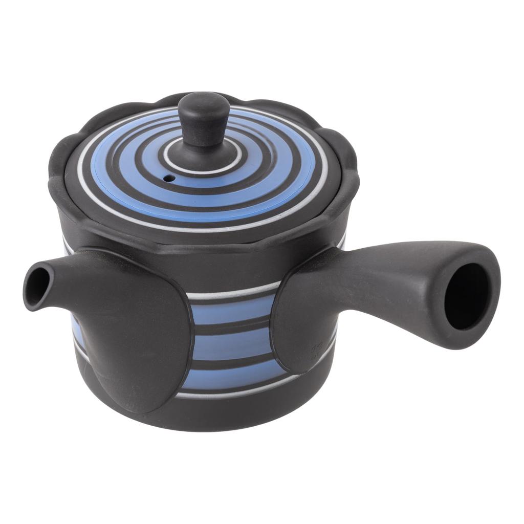 Blue with a Refreshing Mesh for Roasted Green and Brown Rice Made In Product Tk027 Tokoname-yaki Teapot, Takeharu, Spiral, 250ml, Design, Deep-steamed