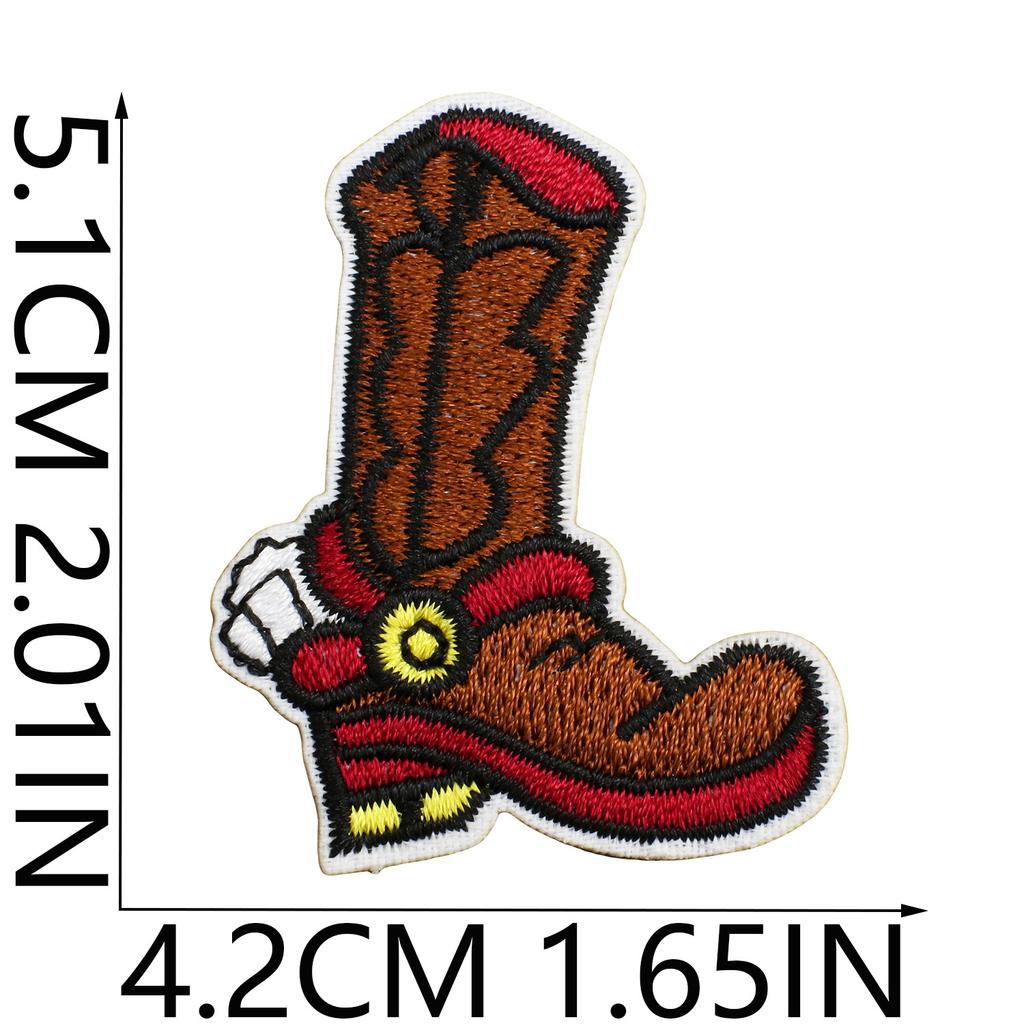 52 Pezzi Stoffa Ricamata Mista Tema Western Denim Adesivo Stile Punk Teschio Patch Adesivo Decorazione Vestiti Cactus