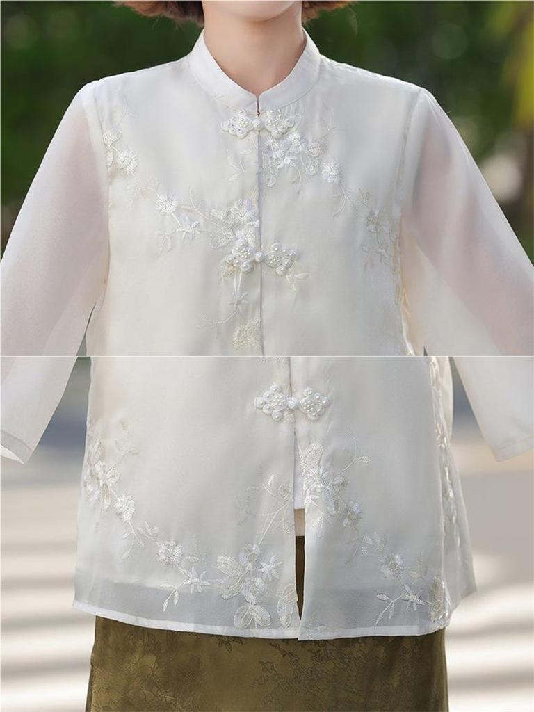 2026 Chinese Style Summer Blouse: Stylish Short-Sleeved Top for Middle-Aged and Elderly Women